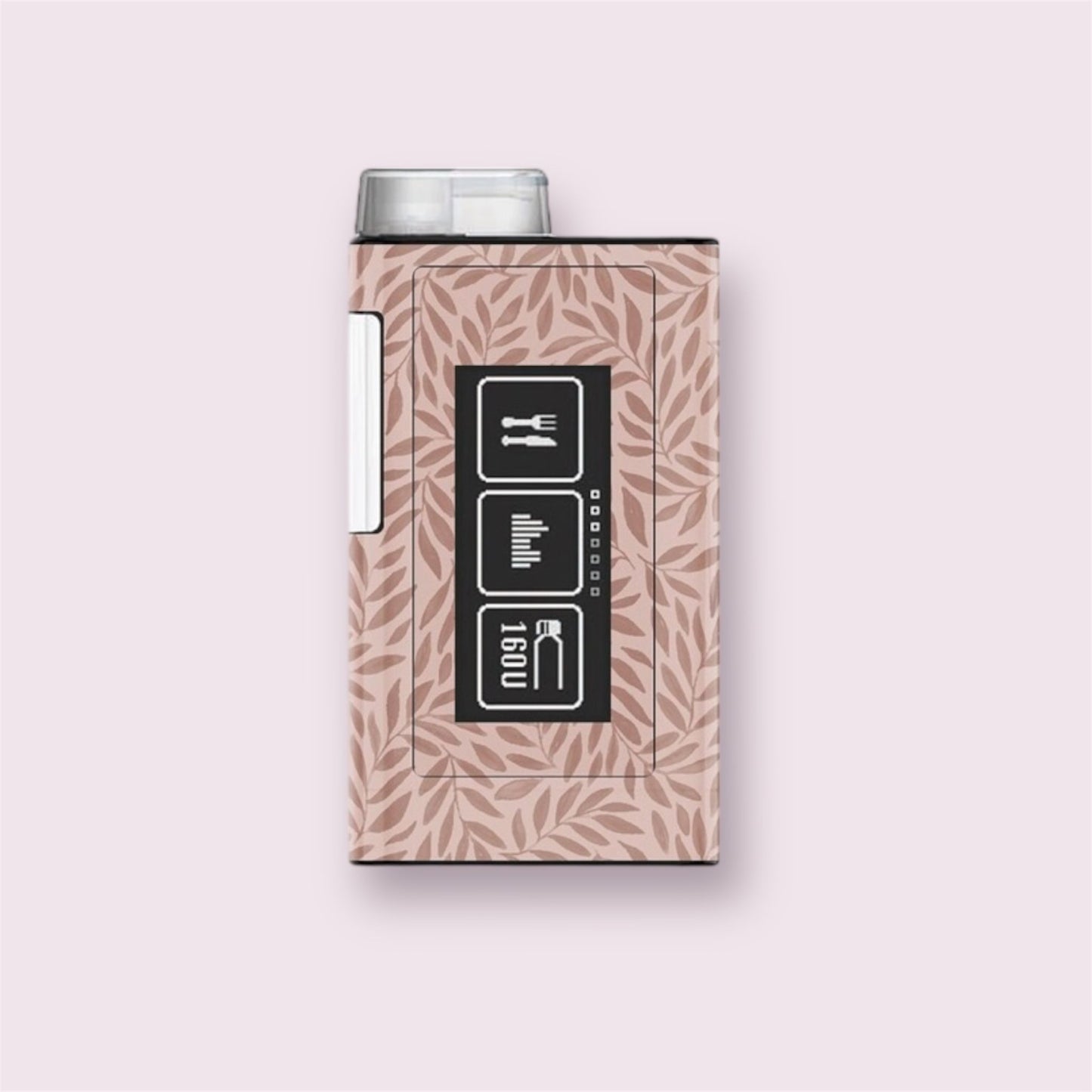 Sticker decorativo para bomba Ypsopump con diseño de hojas rosadas sobre fondo rosa empolvado. Estilo delicado y natural.