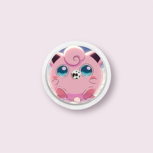 Sticker para sensor Freestyle Libre 2 con diseño kawaii inspirado en Jigglypuff, personaje rosado con ojos grandes