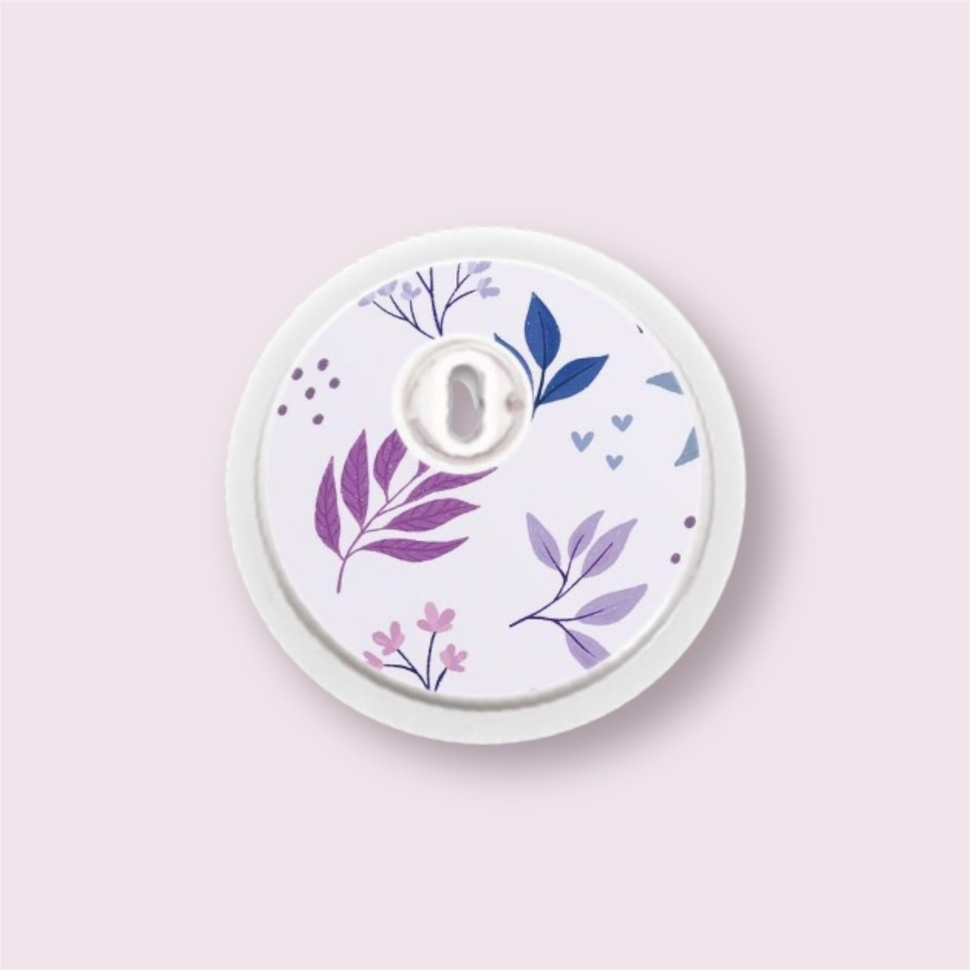 Sticker para sensor Freestyle 3 con flores y ramas en tonos violeta, azul y lavanda sobre fondo blanco