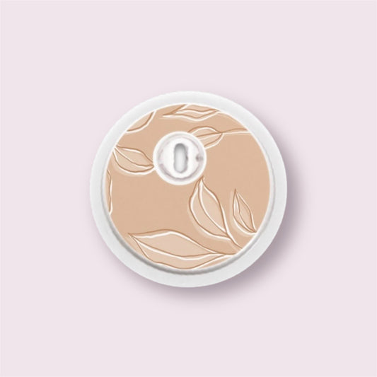 Sticker para sensor Freestyle 2 con hojas delineadas en blanco sobre fondo nude suave